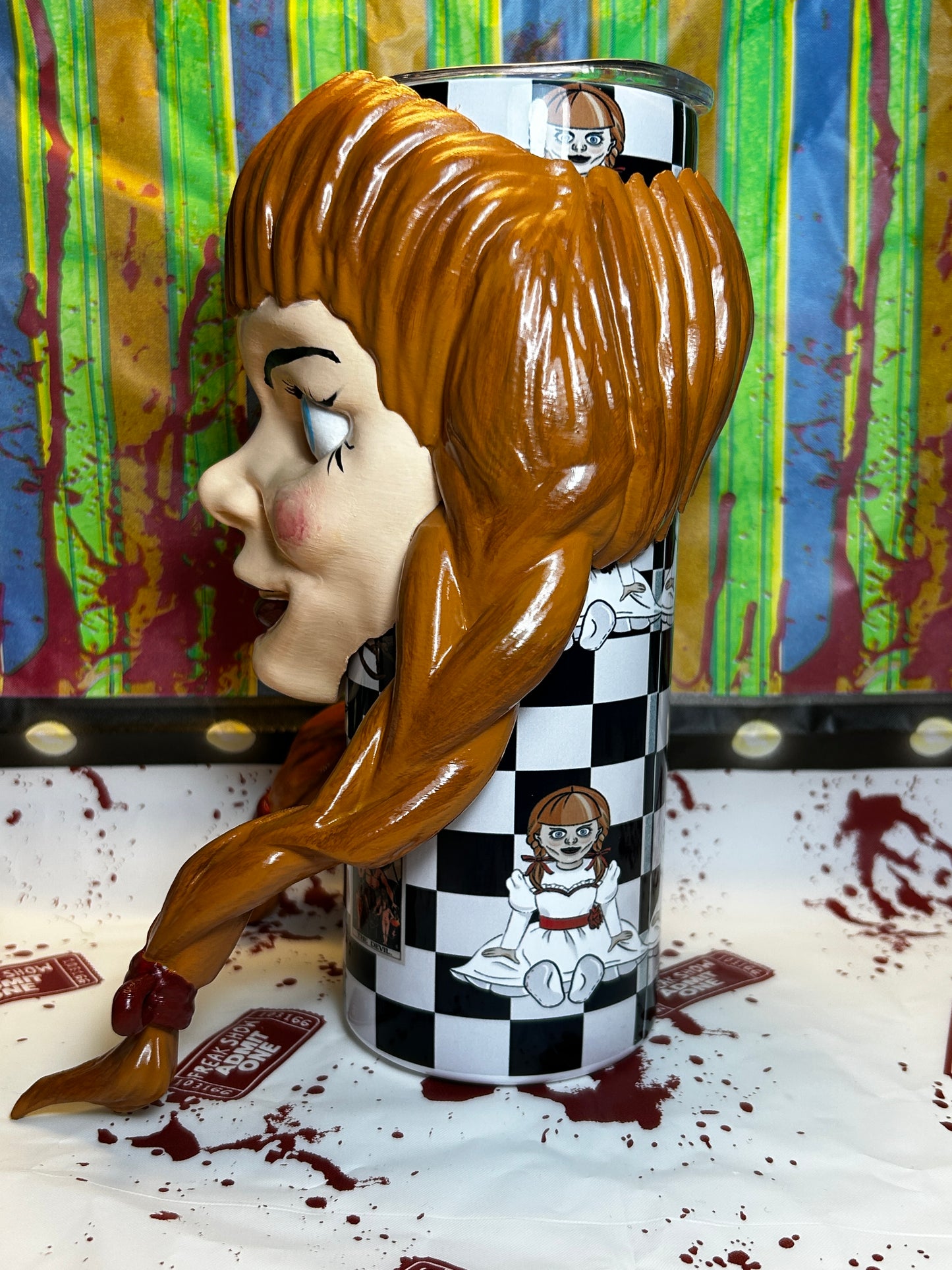Annabelle Doll Head Tumbler With REMOVABLE Sleeve