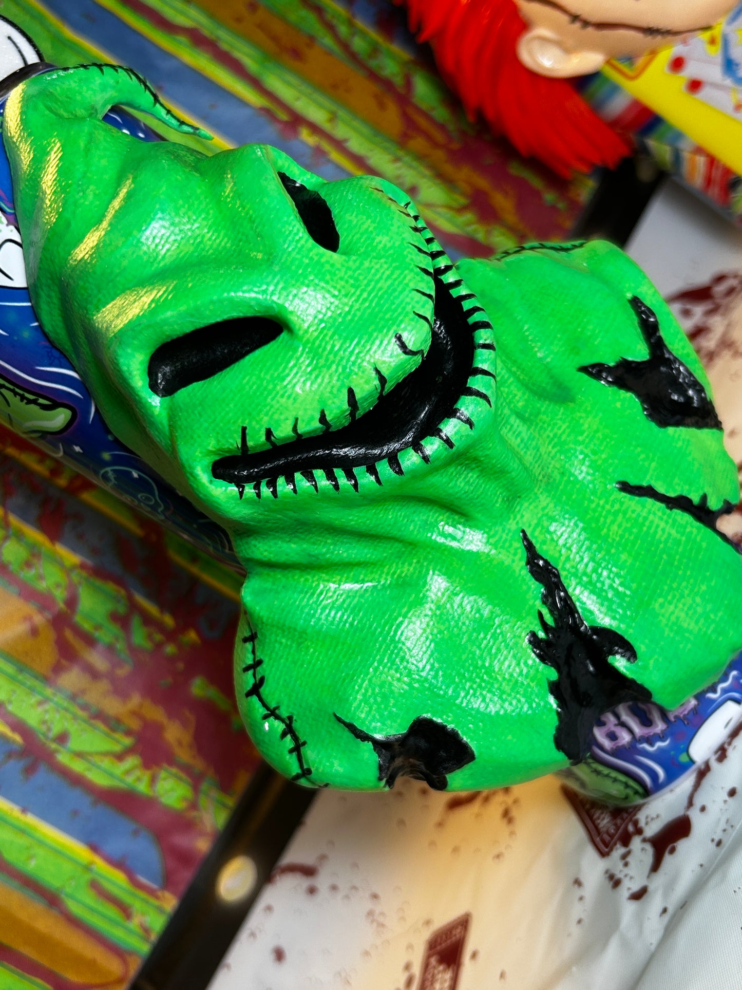 Oogie Boog Tumbler With REMOVABLE & GLOW IN THE DARK 3D Head Sleeve & Straw Topper