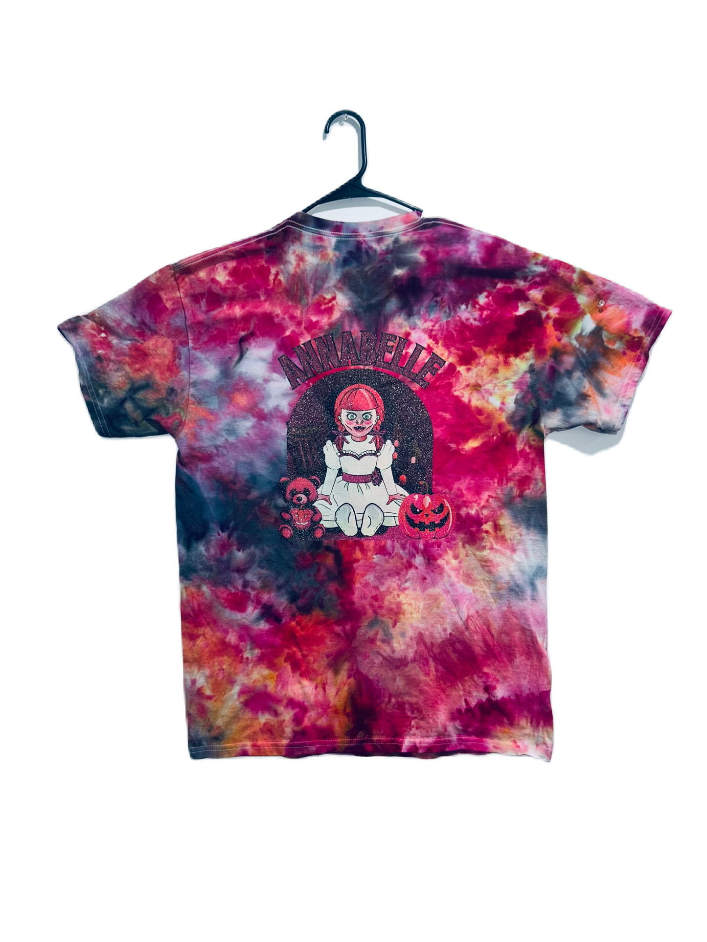 Annabelle Doll Tie Dye T-Shirt or Crewneck Sweater With Option Of Glittered Design