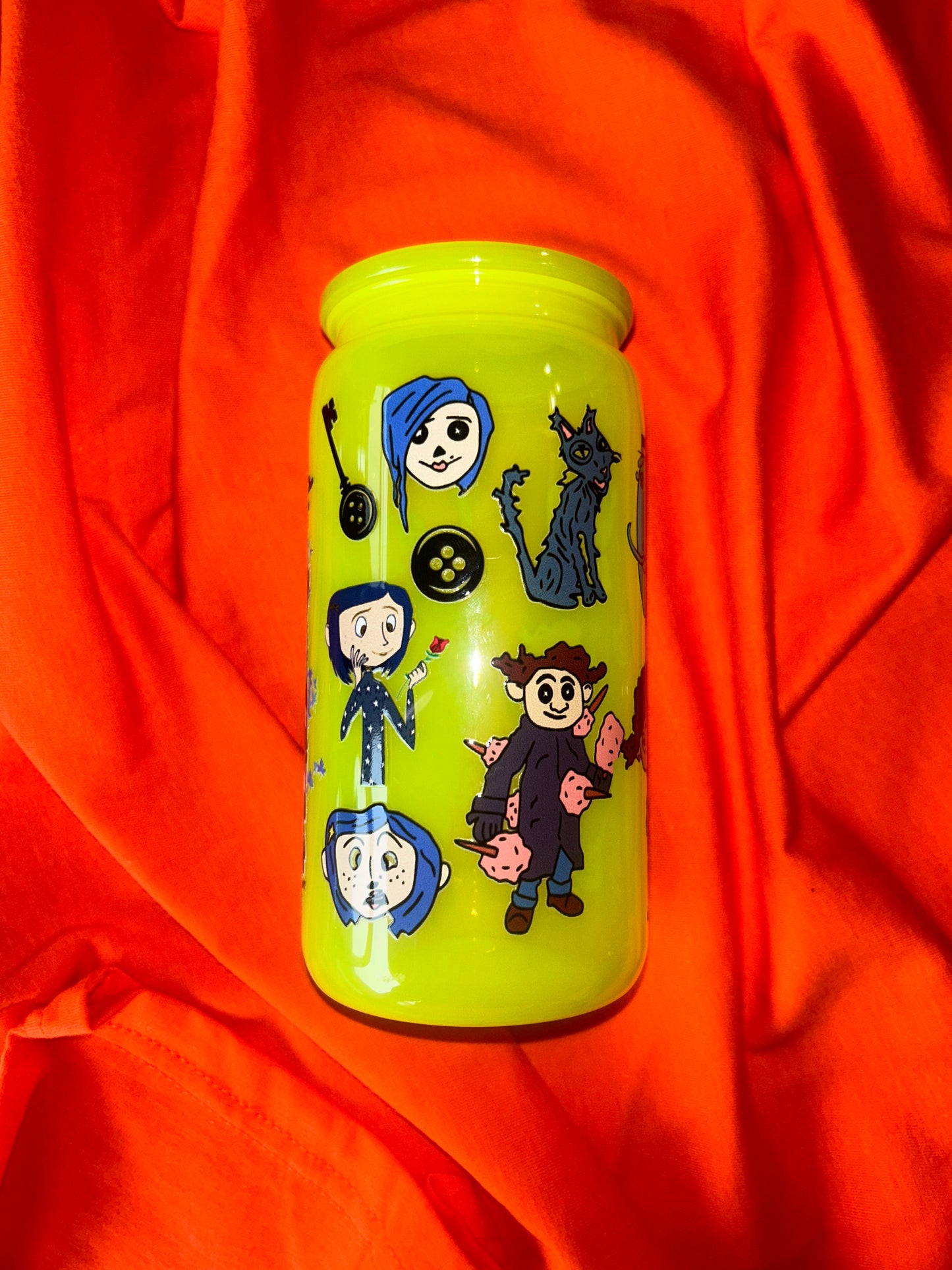 Button Girl Neon Yellow 16oz Acrylic Tumbler