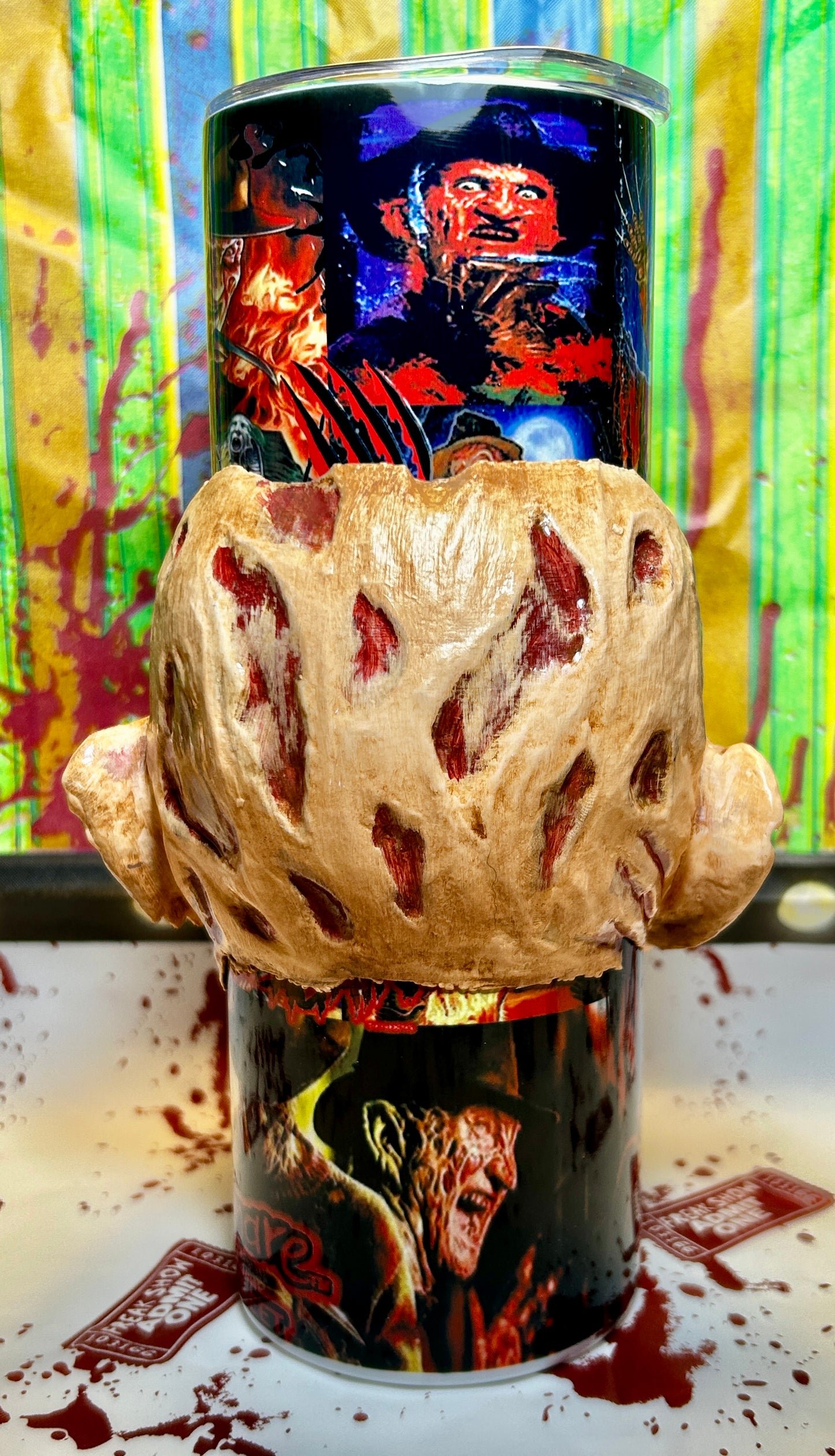Freddy Krueger Tumbler With REMOVABLE 3d Head Tumbler Sleeve