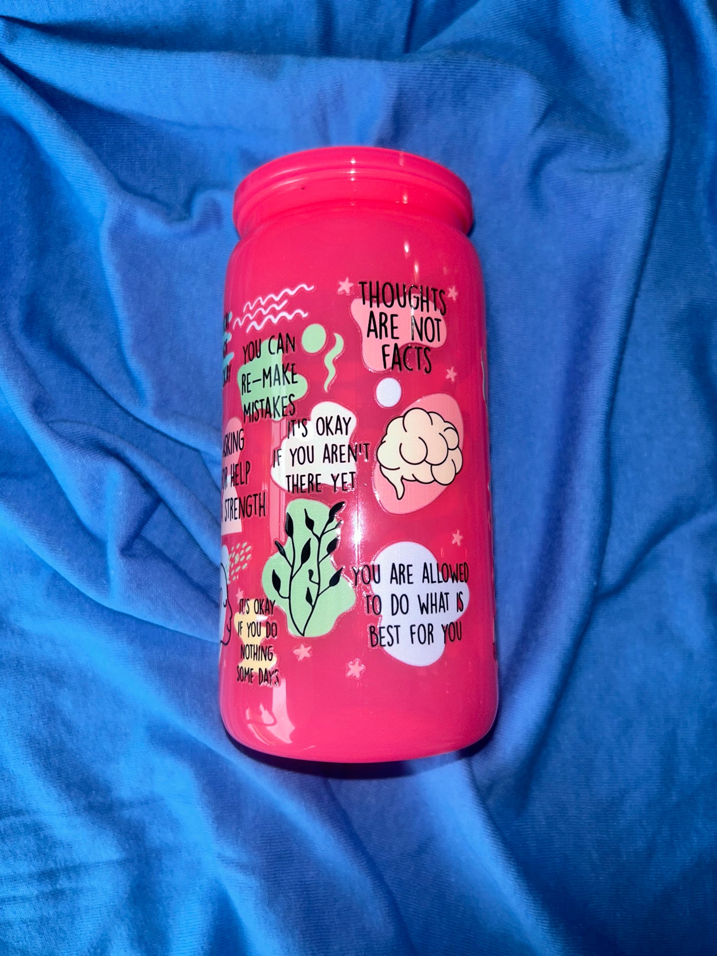 Mental Health Matters Bright Neon Pink 16oz Acrylic Tumbler