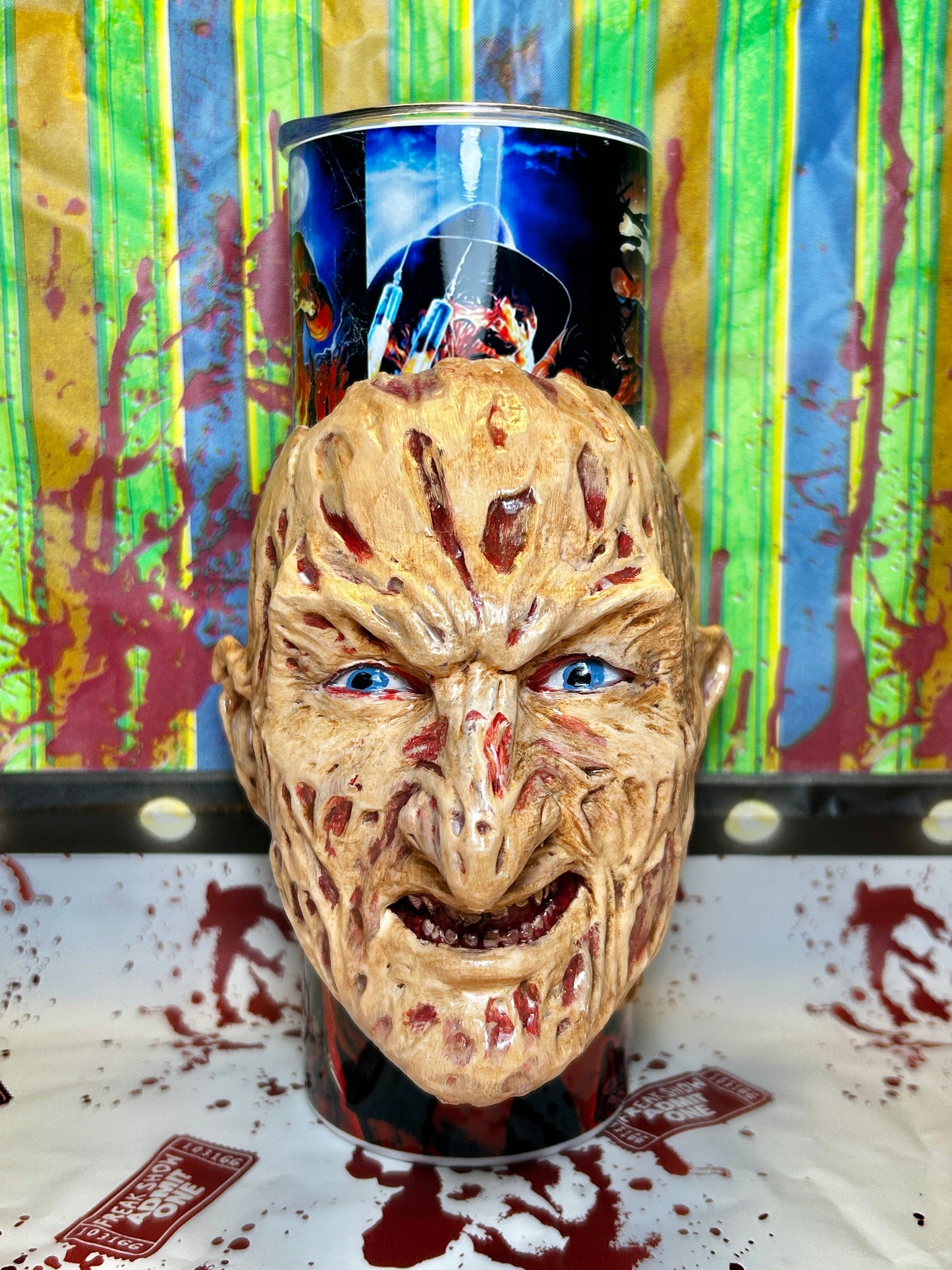 Freddy Krueger Tumbler With REMOVABLE 3d Head Tumbler Sleeve