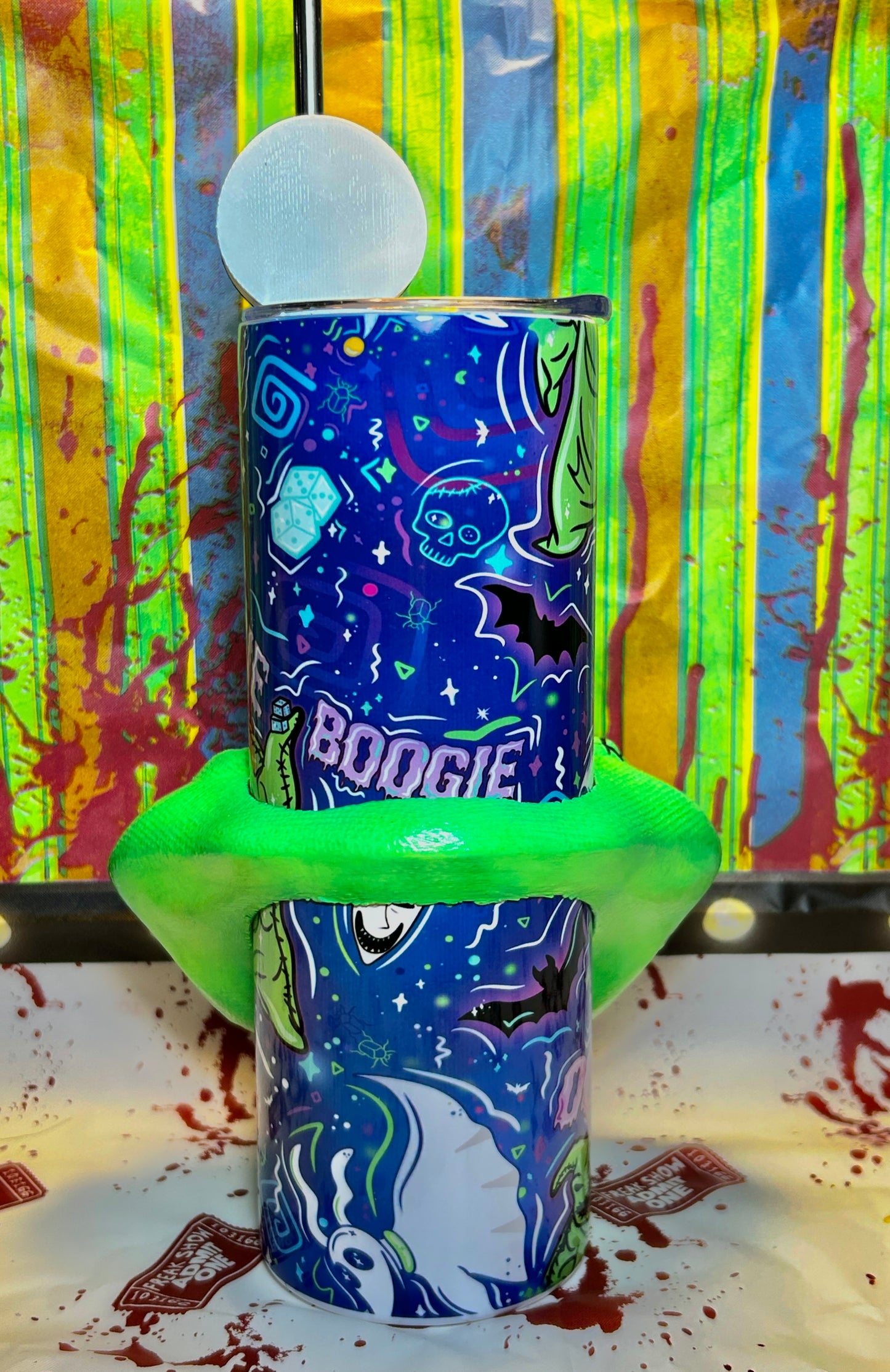 Oogie Boog Tumbler With REMOVABLE & GLOW IN THE DARK 3D Head Sleeve & Straw Topper