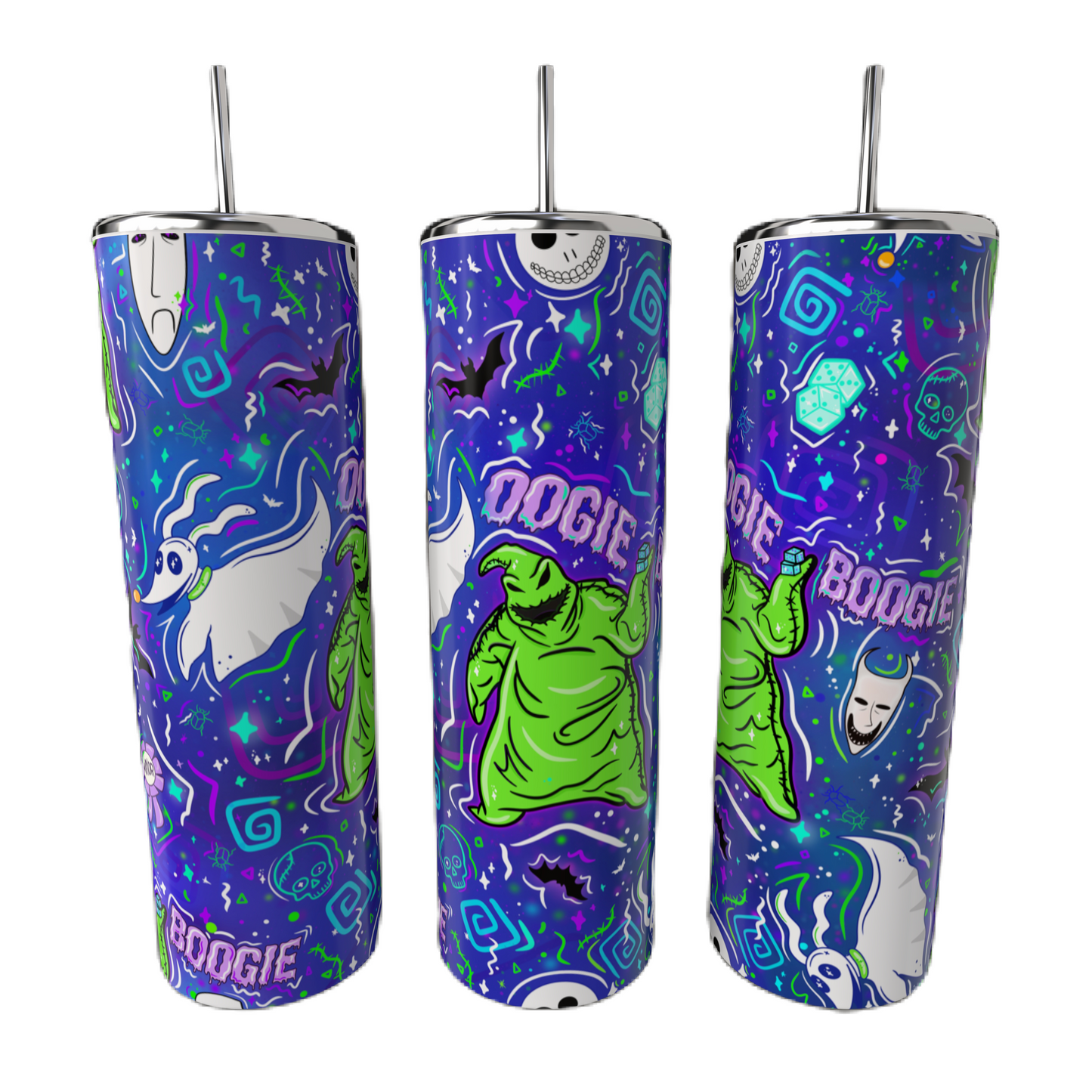 Oogie Boog Tumbler With REMOVABLE & GLOW IN THE DARK 3D Head Sleeve & Straw Topper