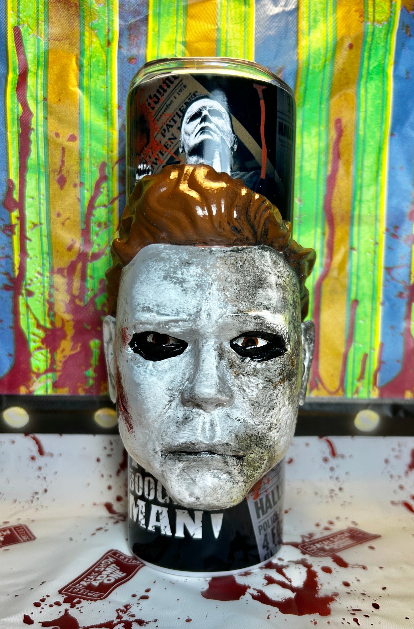 Michael Myers Tumbler With REMOVABLE 3D Head Tumbler Sleeve