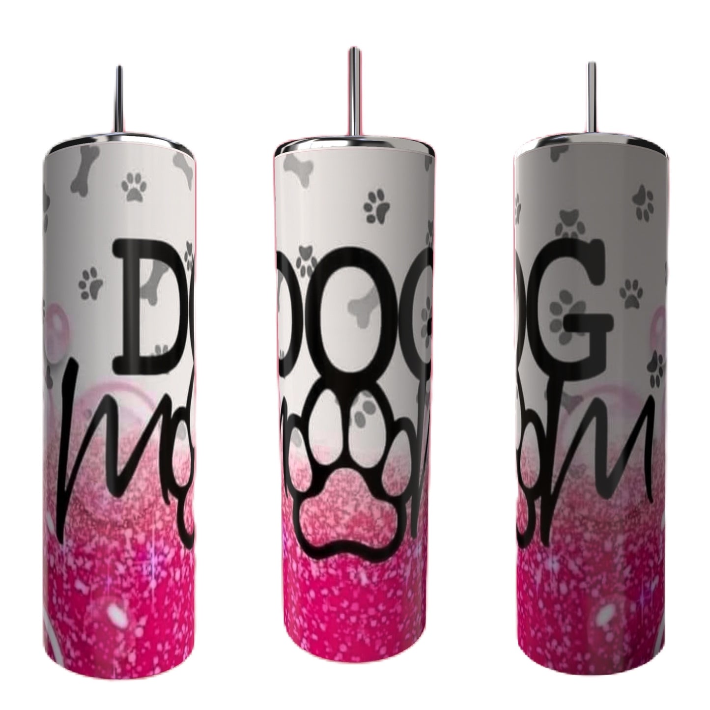Dog Mom Pink & White 20oz Tumbler