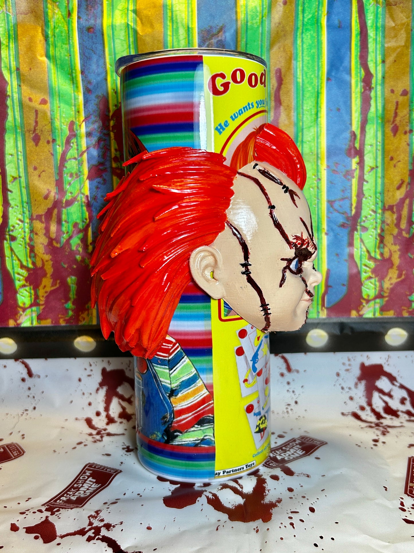 Chucky Doll Tumbler With REMOVABLE 3D Head Tumbler Sleeve