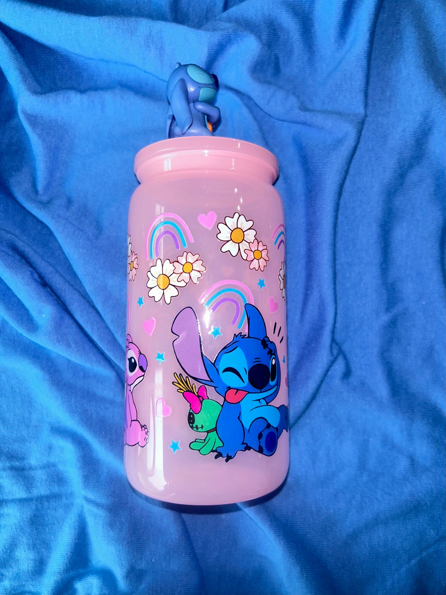 Stitch Baby Pink 16 oz Acrylic Tumbler With Stitch Lid