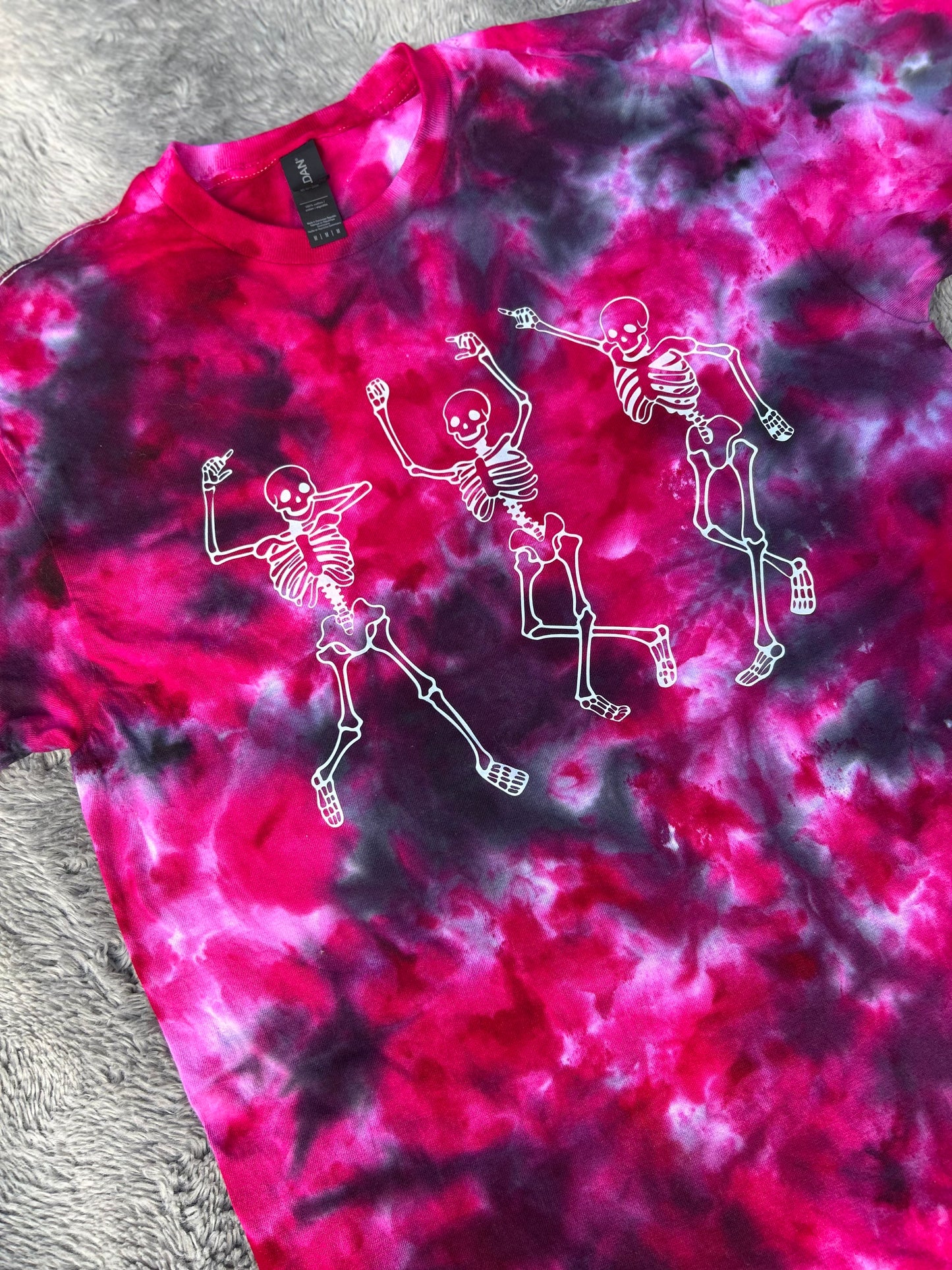 Spooky Dancing Skeletons Tie Die Crewneck T-Shirt Or Sweater