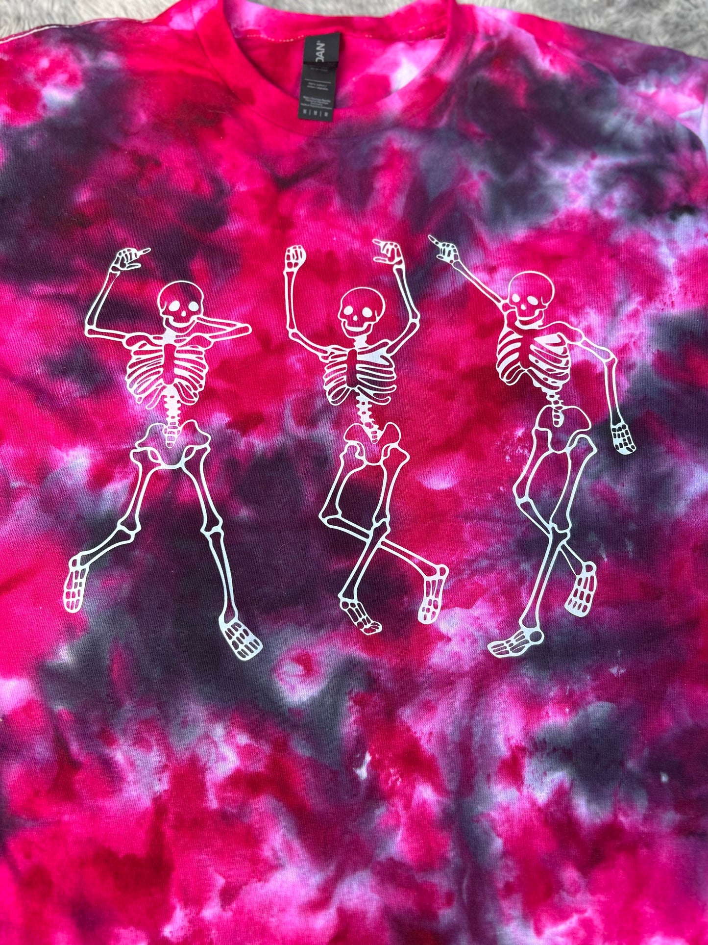 Spooky Dancing Skeletons Tie Die Crewneck T-Shirt Or Sweater