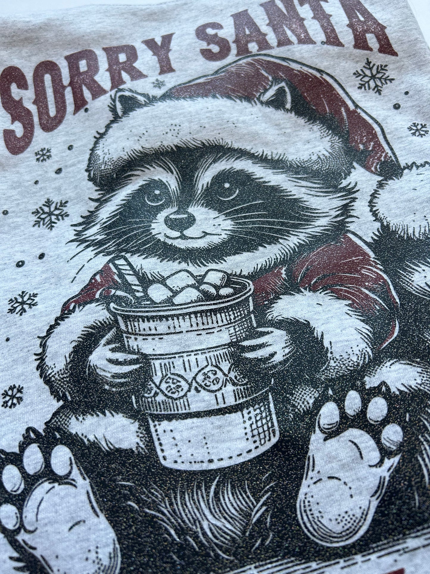 CLEARENCE Sorry Santa Ive Been Feral Glittered Design T-Shirt