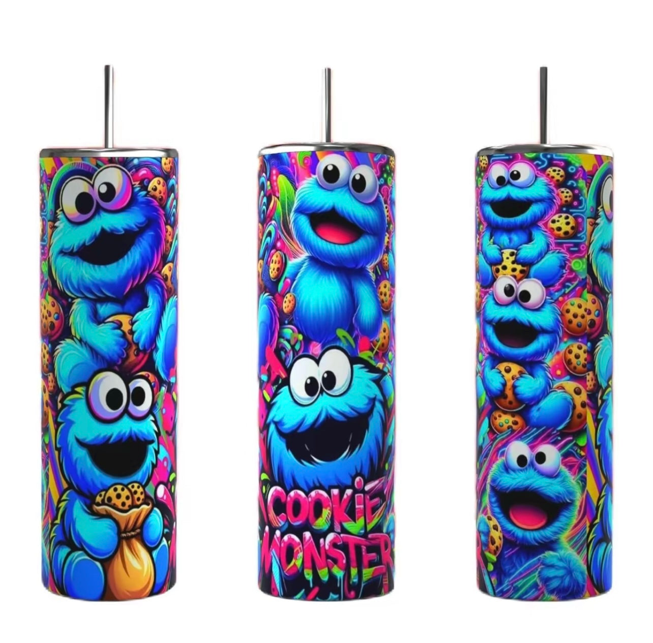 Cookie Monster Blue & Pink 20oz Tumbler