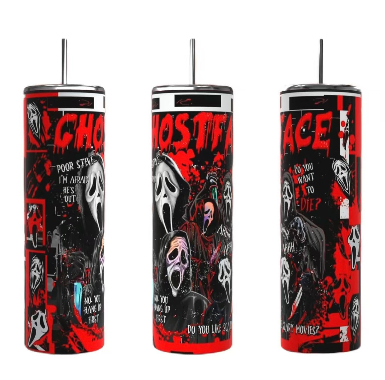 Ghostface Scream Red & Black 20oz Tumbler