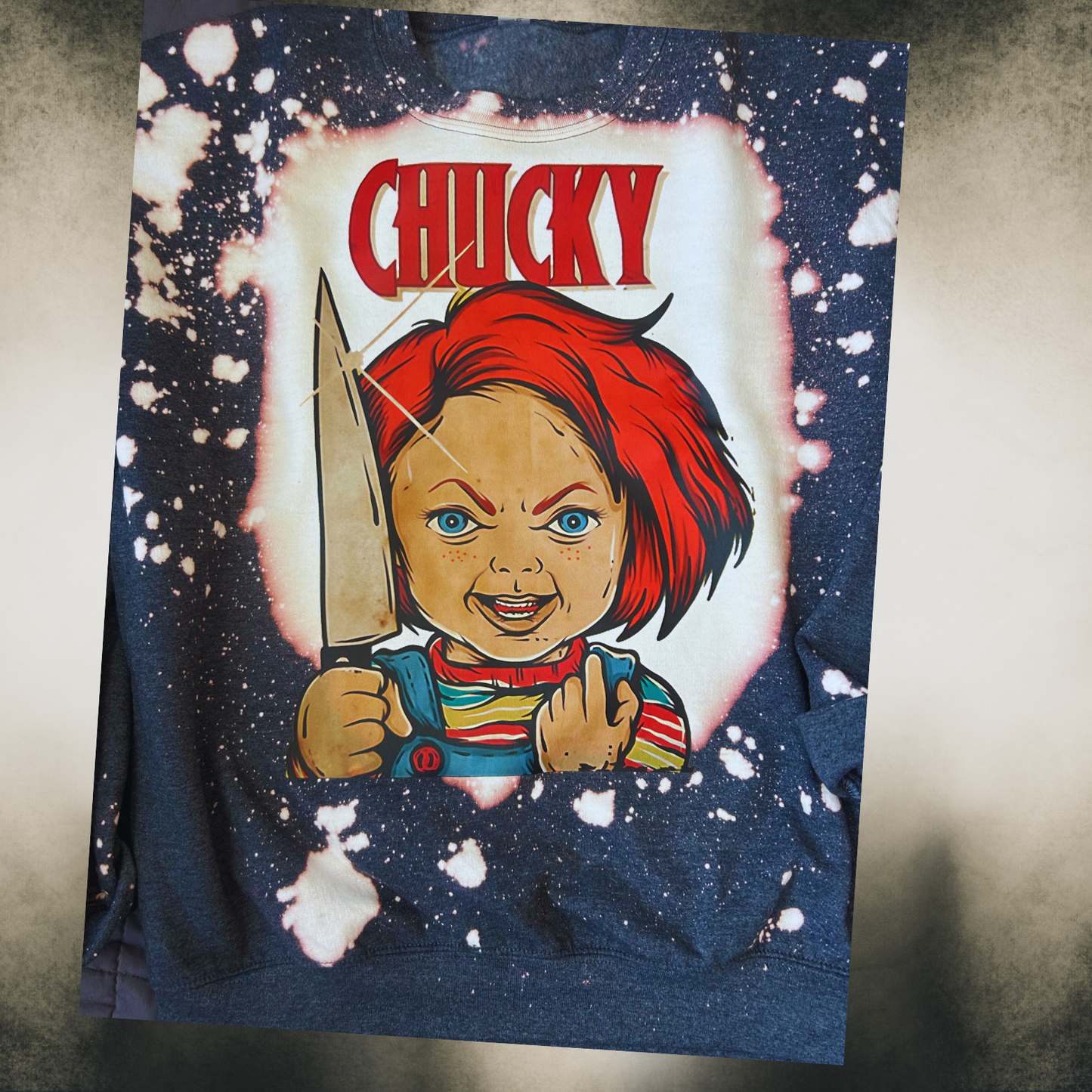 Chucky Bleached Gray Crewneck Sweater