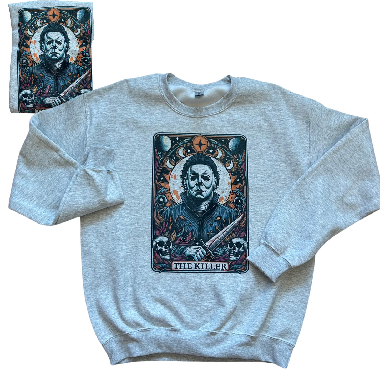 CLEARENCE Michael Myers Tarot Card Crewneck Sweater