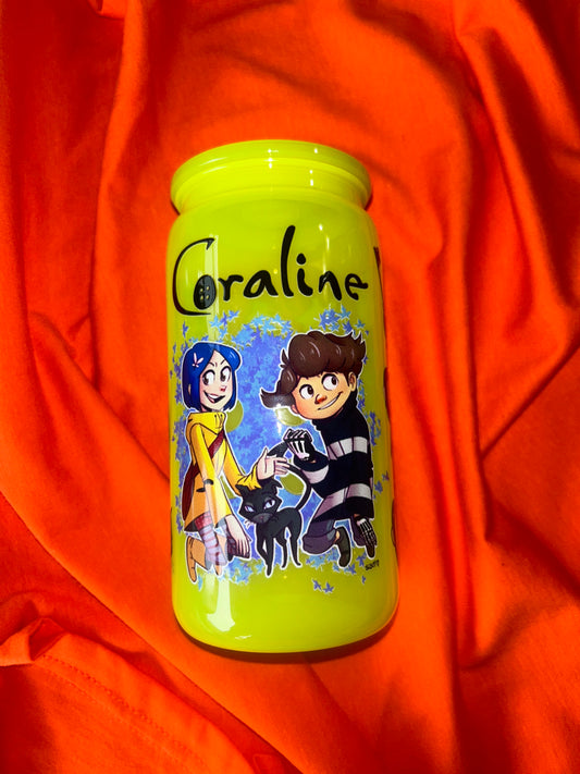 Button Girl Neon Yellow 16oz Acrylic Tumbler