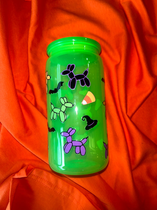 Halloween Balloon Dog Neon Green 16oz Acrylic Tumbler