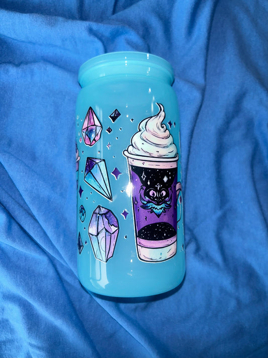 Spooky Crystals & Coffee Baby Blue 16oz Acrylic Tumbler