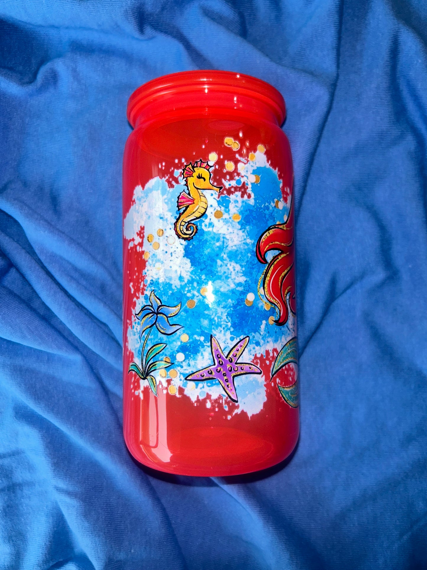 Mermaid Neon Red 16oz Acrylic Tumbler