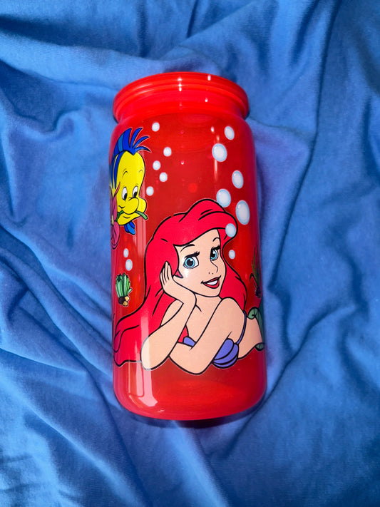 Mermaid Neon Red 16oz Acrylic Tumbler
