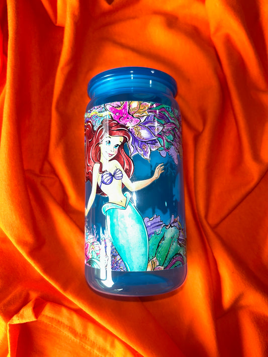 Mermaid Neon Blue 16oz Acrylic Tumbler