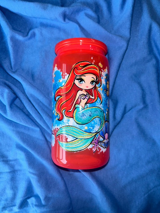 Mermaid Neon Red 16oz Acrylic Tumbler