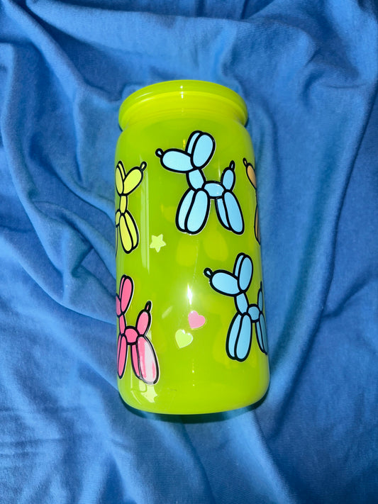Balloon Dog Neon Yellow 16oz Acrylic Tumbler