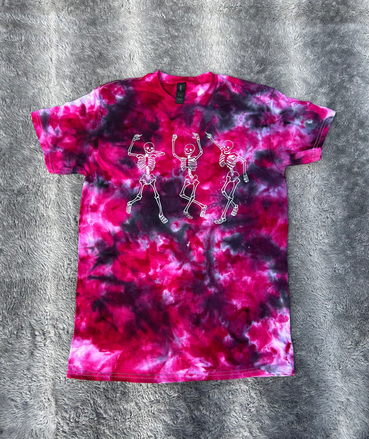 Spooky Dancing Skeletons Tie Die Crewneck T-Shirt Or Sweater