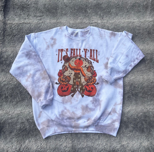 Nostalgic Happy Fall Y’all Tie-Dye –T-Shirt Or Crewneck Sweater