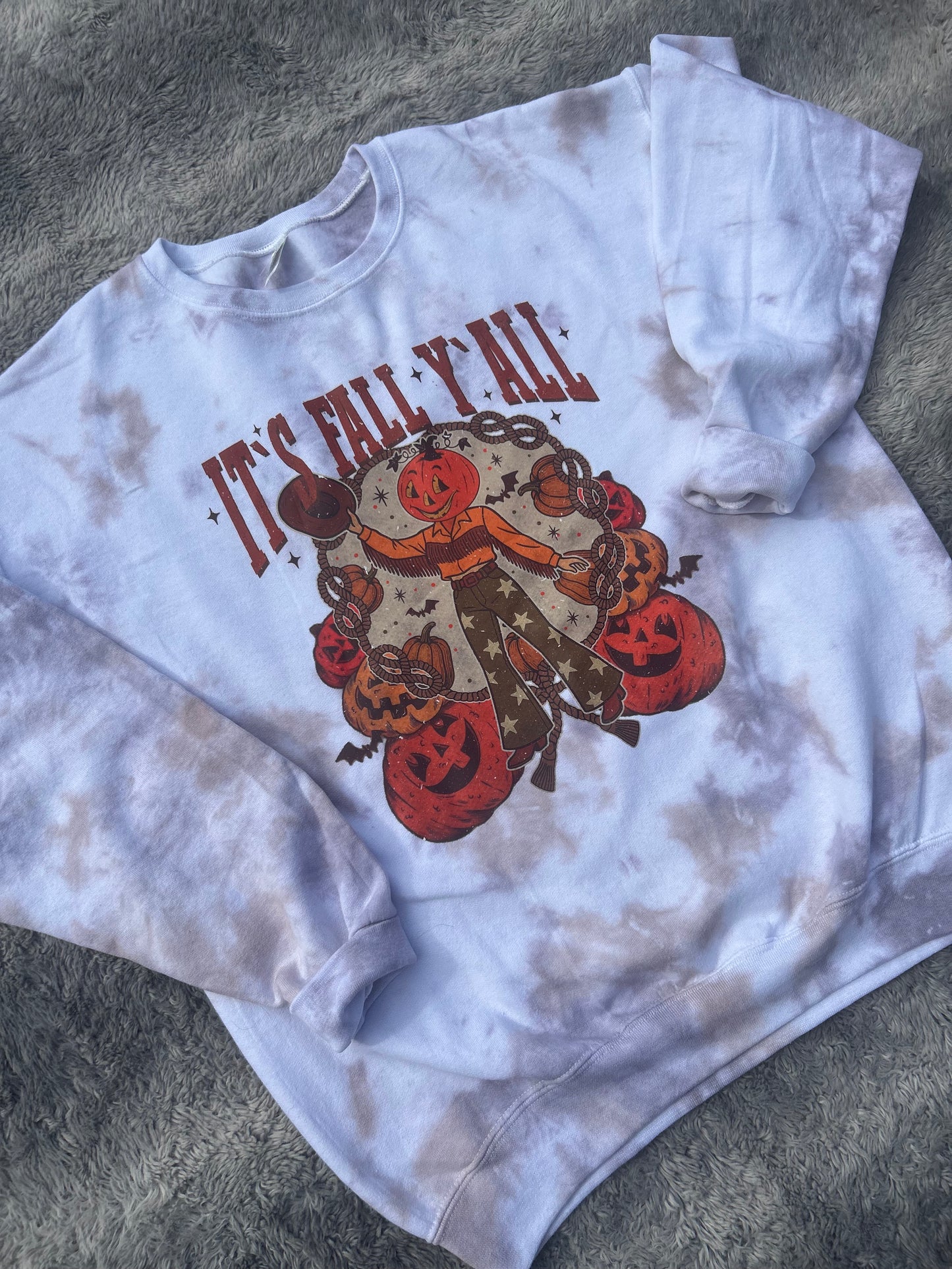 Nostalgic Happy Fall Y’all Tie-Dye –T-Shirt Or Crewneck Sweater
